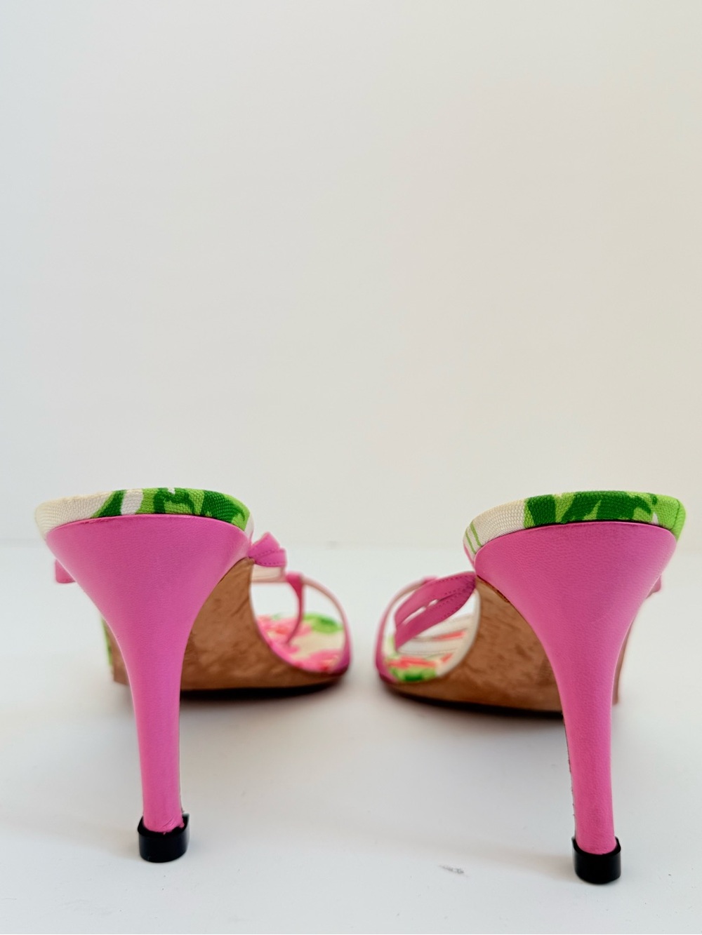 Manolo Blahnik Discus Pink Floral Thong Sandals Vintage Heels 36.5 - Picture 6 of 11